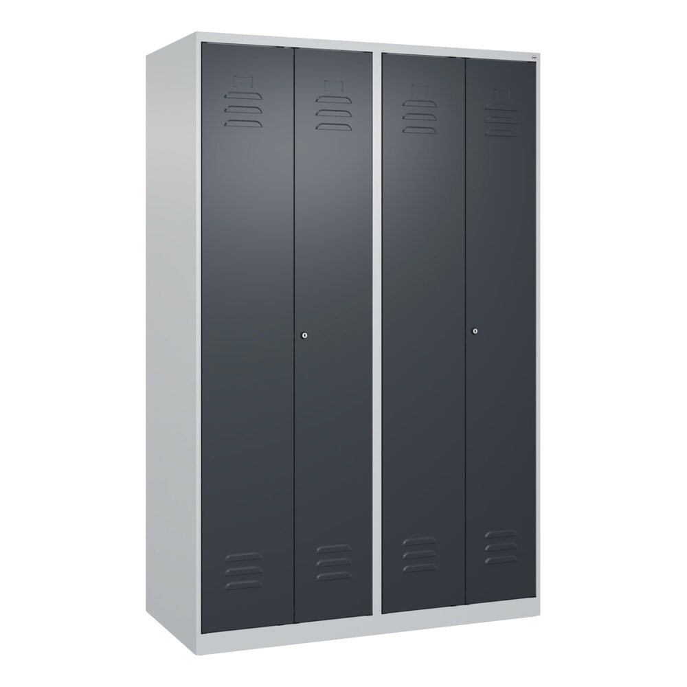 Produktabbildung Nr. 9: C+P Schwarz-Weiss-Spind Classic PLUS, 4 Abteile, HxBxT 1.850 x 1.200 x 500 mm, lichtgrau, anthrazitgrau, Zylinderschloss