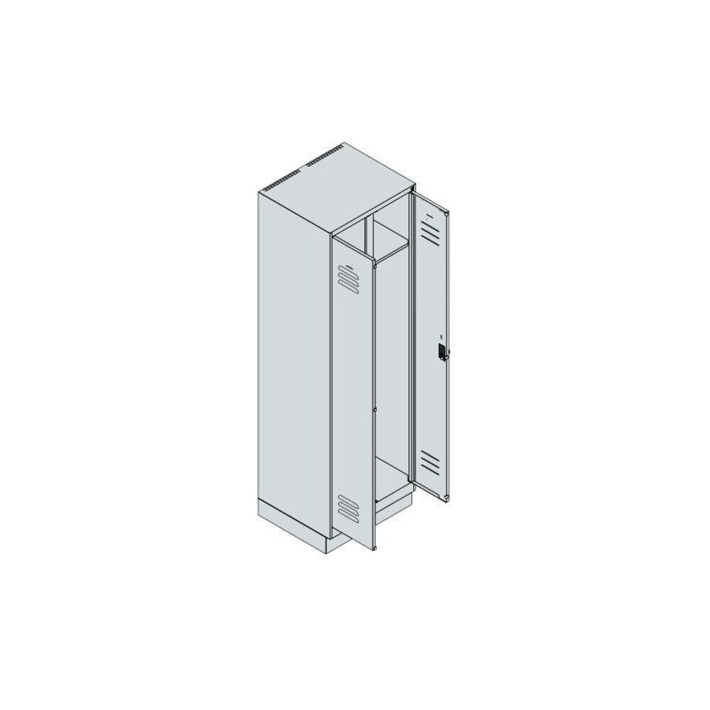 Produktabbildung Nr. 8: C+P Schwarz-Weiss-Spind Classic PLUS, Sockel, 2 Abteile, HxBxT 1.950 x 600 x 500 mm, lichtgrau, enzianblau, Zylinderschloss