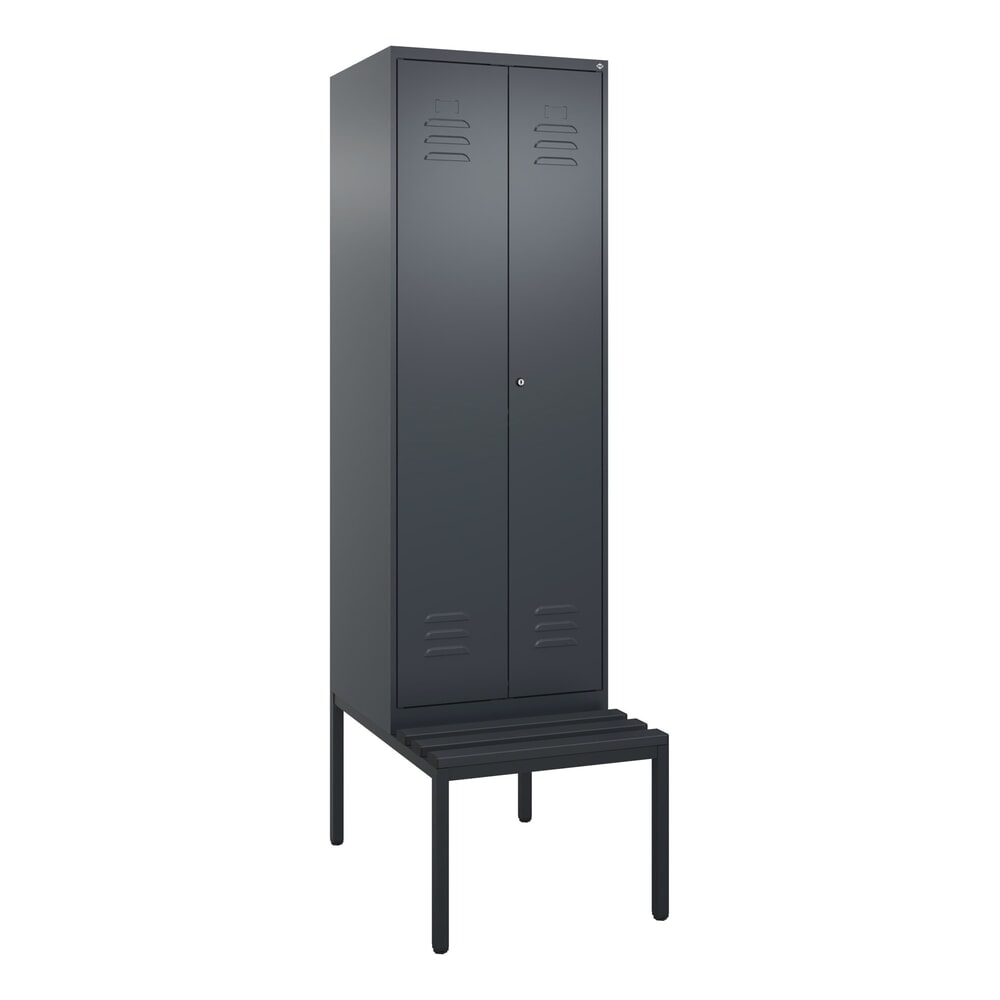 Produktabbildung Nr. 9: C+P Schwarz-Weiss-Spind Classic PLUS, 2 Abteile, HxBxT 2.120 x 600 x 815 mm, Zylinderschloss, untergebaute Bank aus Kunststoff, anthrazitgrau, anthrazitgrau