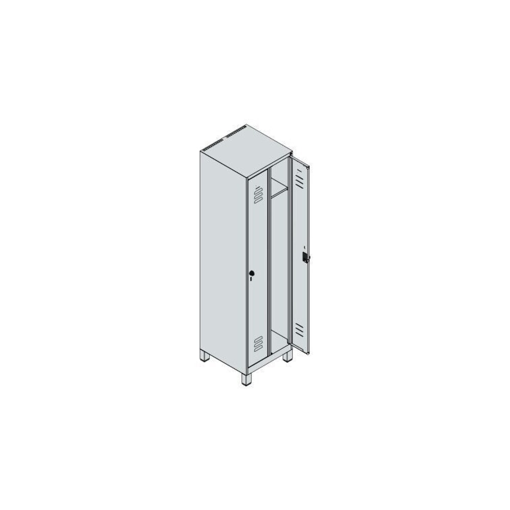 Produktabbildung Nr. 8: C+P Spind Classic PLUS, Füsse, 2 Abteile, HxBxT 1.950 x 500 x 500 mm, lichtgrau, enzianblau, für Vorhängeschloss, ohne Mitteltrennwand