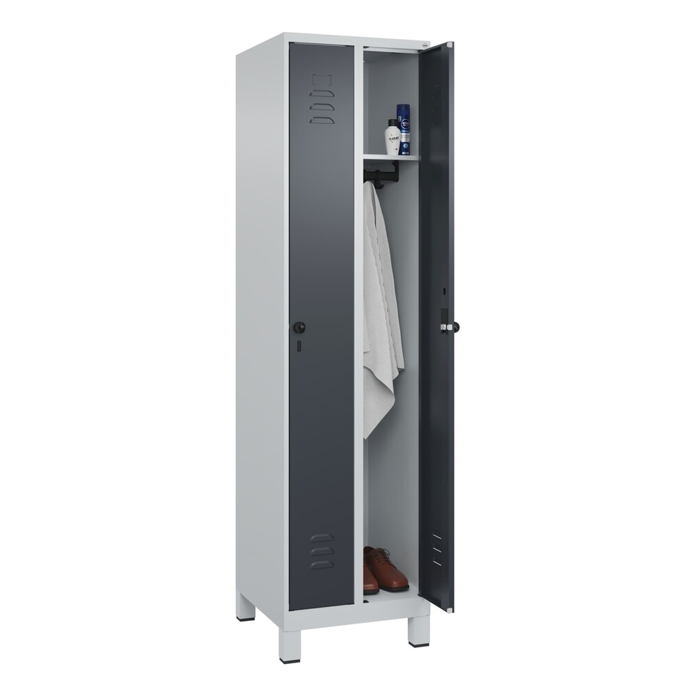 Produktabbildung Nr. 10: C+P Spind Classic PLUS, Füsse, 2 Abteile, HxBxT 1.950 x 500 x 500 mm, lichtgrau, anthrazitgrau, für Vorhängeschloss, ohne Mitteltrennwand