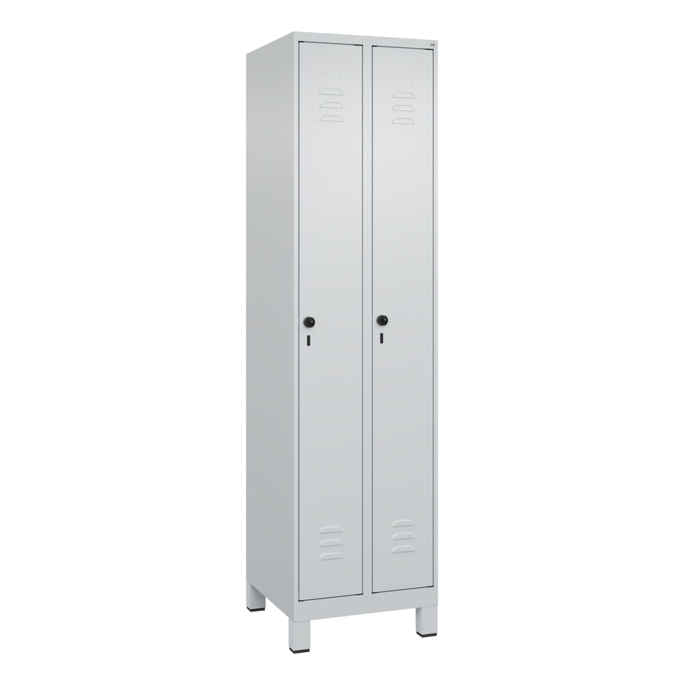 Produktabbildung Nr. 9: C+P Spind Classic PLUS, Füsse, 2 Abteile, HxBxT 1.950 x 500 x 500 mm, lichtgrau, lichtgrau, für Vorhängeschloss, ohne Mitteltrennwand