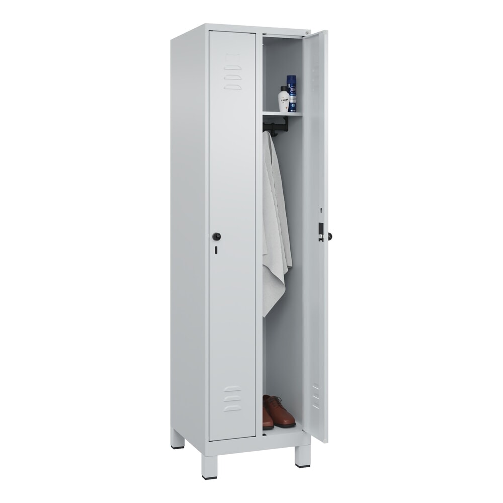 Produktabbildung Nr. 10: C+P Spind Classic PLUS, Füsse, 2 Abteile, HxBxT 1.950 x 500 x 500 mm, lichtgrau, lichtgrau, für Vorhängeschloss, ohne Mitteltrennwand