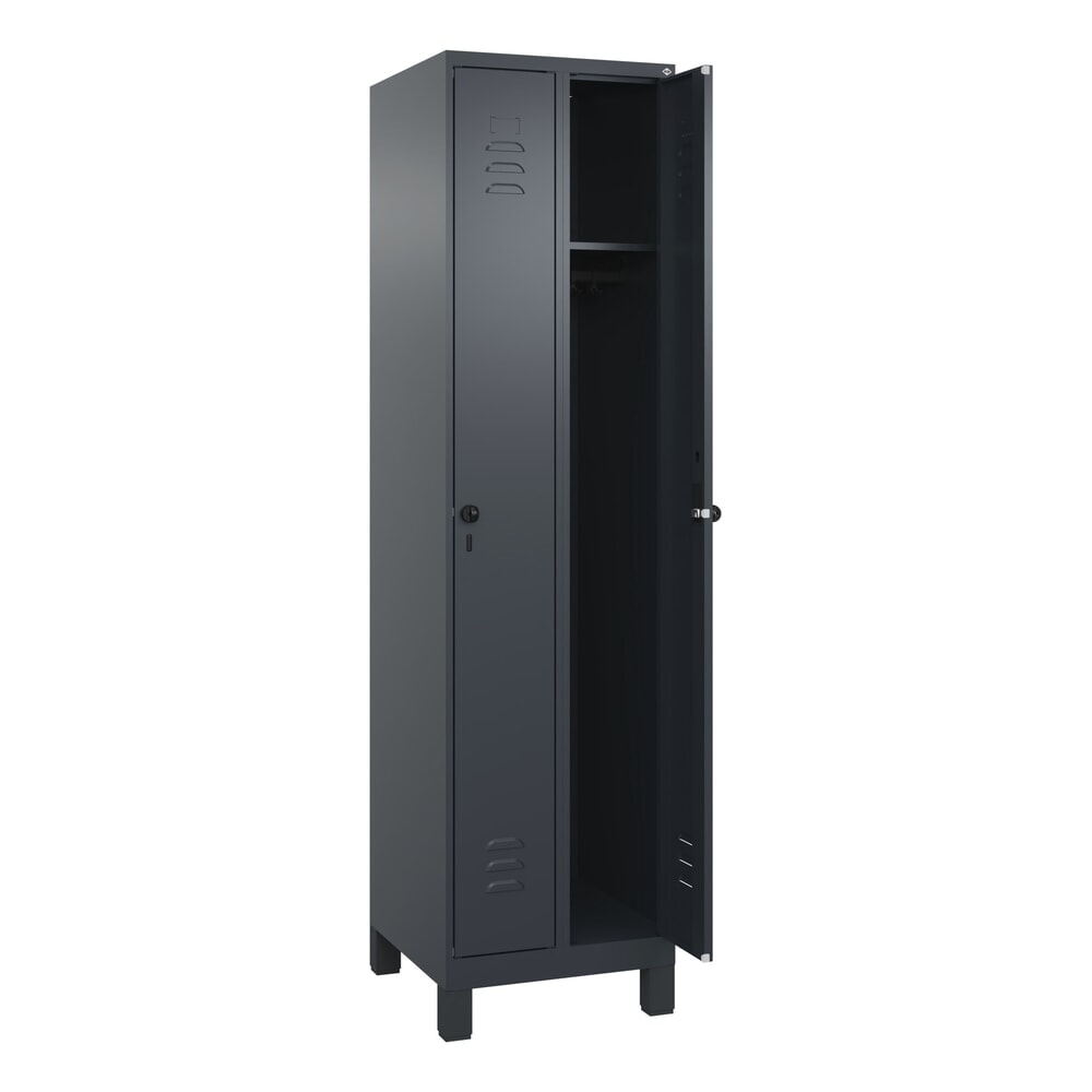 Produktabbildung: C+P Spind Classic PLUS, Füsse, 2 Abteile, HxBxT 1.950 x 500 x 500 mm, anthrazitgrau, anthrazitgrau, für Vorhängeschloss, ohne Mitteltrennwand