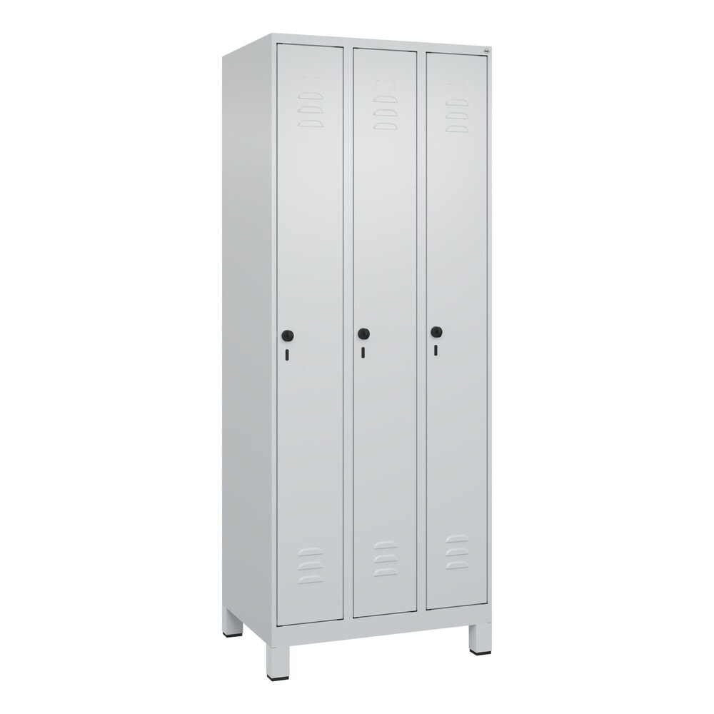 Produktabbildung Nr. 9: C+P Spind Classic PLUS, Füsse, 3 Abteile, HxBxT 1.950 x 750 x 500 mm, lichtgrau, lichtgrau, für Vorhängeschloss, ohne Mitteltrennwand