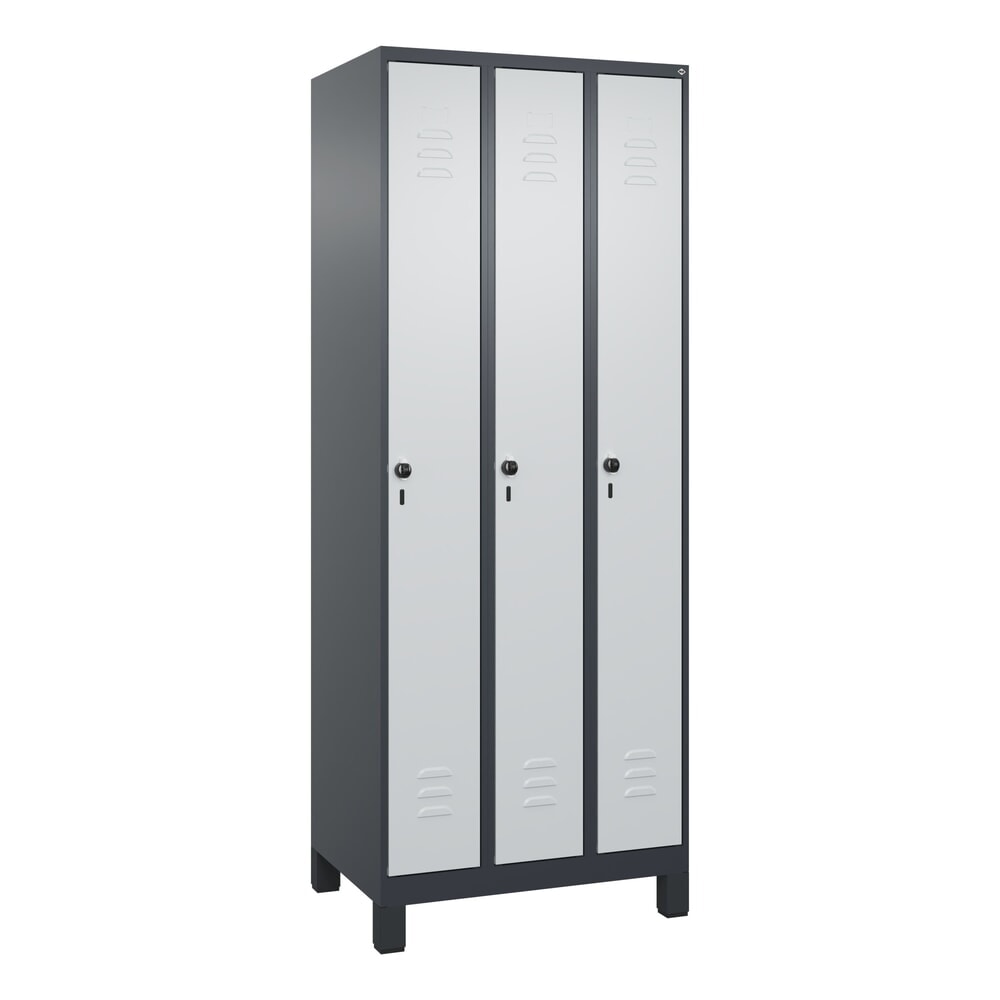 Produktabbildung Nr. 9: C+P Spind Classic PLUS, Füsse, 3 Abteile, HxBxT 1.950 x 750 x 500 mm, anthrazitgrau, lichtgrau, für Vorhängeschloss, ohne Mitteltrennwand