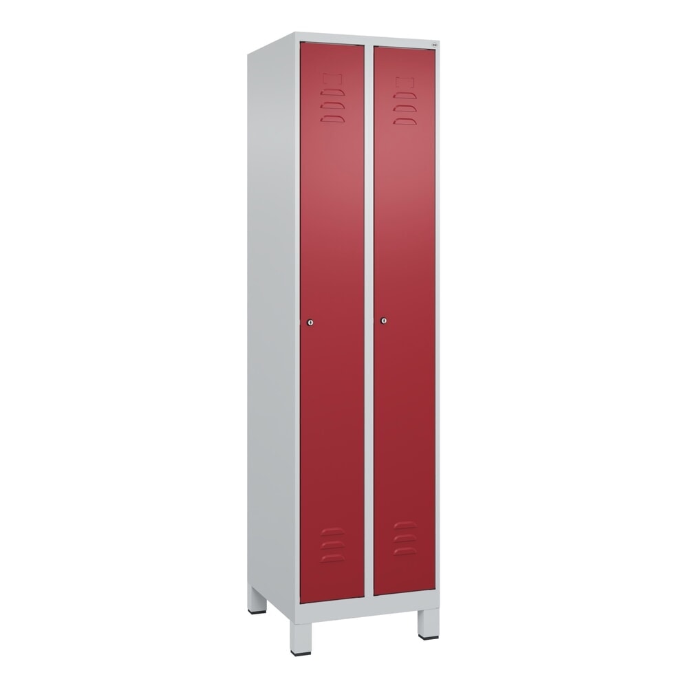 Produktabbildung Nr. 8: C+P Spind Classic PLUS, Füsse, 2 Abteile, HxBxT 1.950 x 500 x 500 mm, lichtgrau, rubinrot, Zylinderschloss, ohne Mitteltrennwand