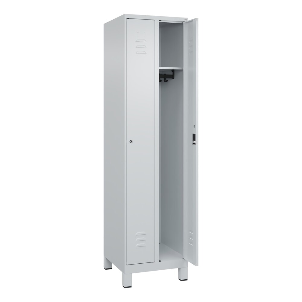 Produktabbildung: C+P Spind Classic PLUS, Füsse, 2 Abteile, HxBxT 1.950 x 500 x 500 mm, lichtgrau, lichtgrau, Zylinderschloss, ohne Mitteltrennwand