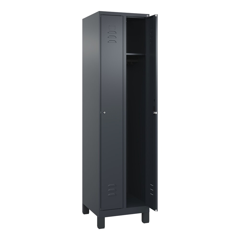 Produktabbildung: C+P Spind Classic PLUS, Füsse, 2 Abteile, HxBxT 1.950 x 500 x 500 mm, anthrazitgrau, anthrazitgrau, Zylinderschloss, ohne Mitteltrennwand