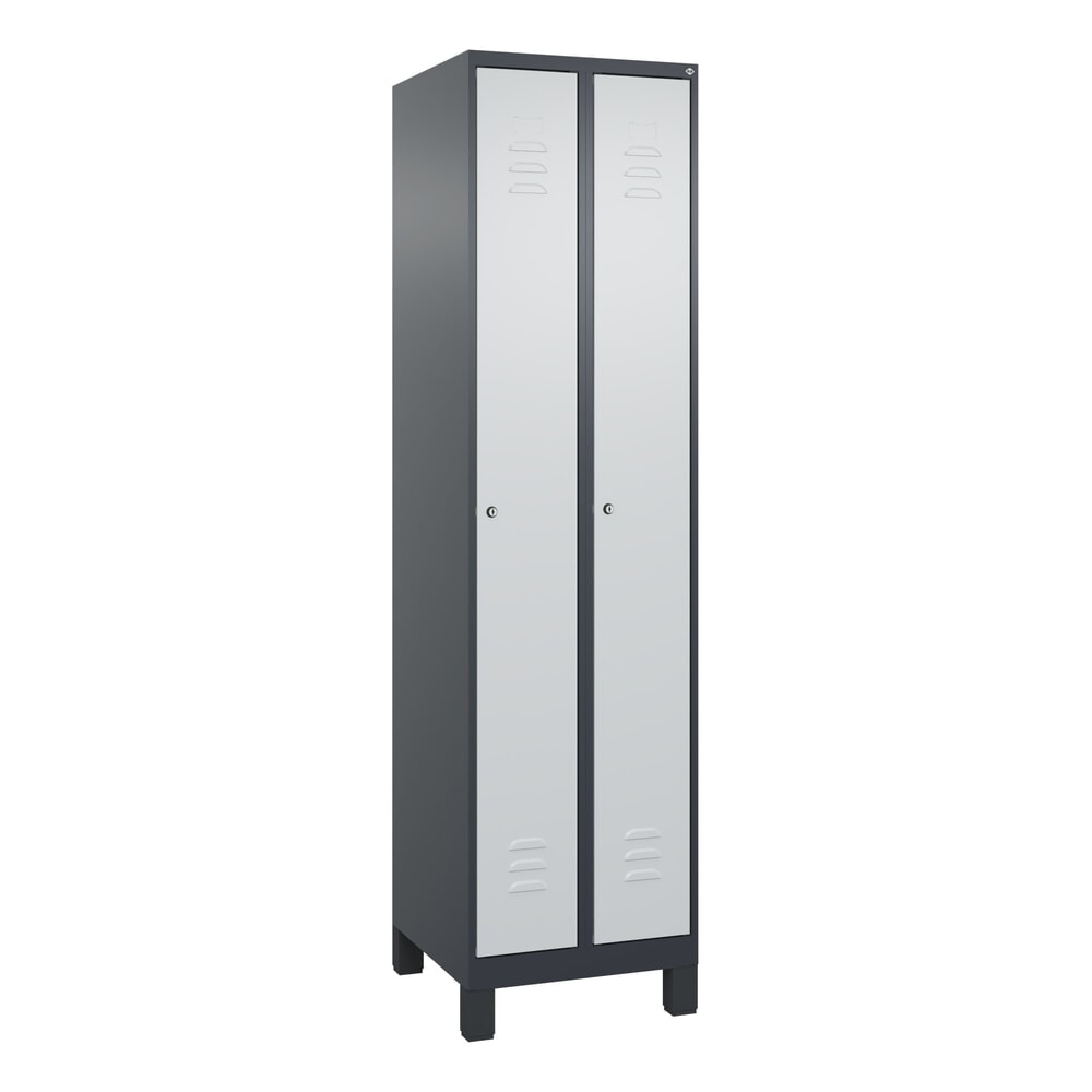 Produktabbildung Nr. 9: C+P Spind Classic PLUS, Füsse, 2 Abteile, HxBxT 1.950 x 500 x 500 mm, anthrazitgrau, lichtgrau, Zylinderschloss, ohne Mitteltrennwand