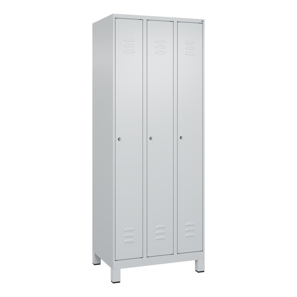 Produktabbildung Nr. 9: C+P Spind Classic PLUS, Füsse, 3 Abteile, HxBxT 1.950 x 750 x 500 mm, lichtgrau, lichtgrau, Zylinderschloss, ohne Mitteltrennwand