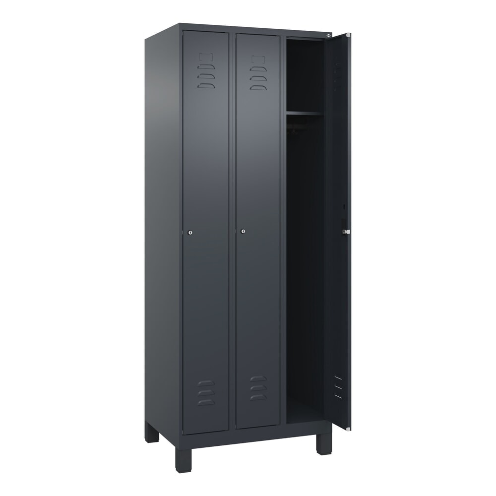 Produktabbildung: C+P Spind Classic PLUS, Füsse, 3 Abteile, HxBxT 1.950 x 750 x 500 mm, anthrazitgrau, anthrazitgrau, Zylinderschloss, ohne Mitteltrennwand