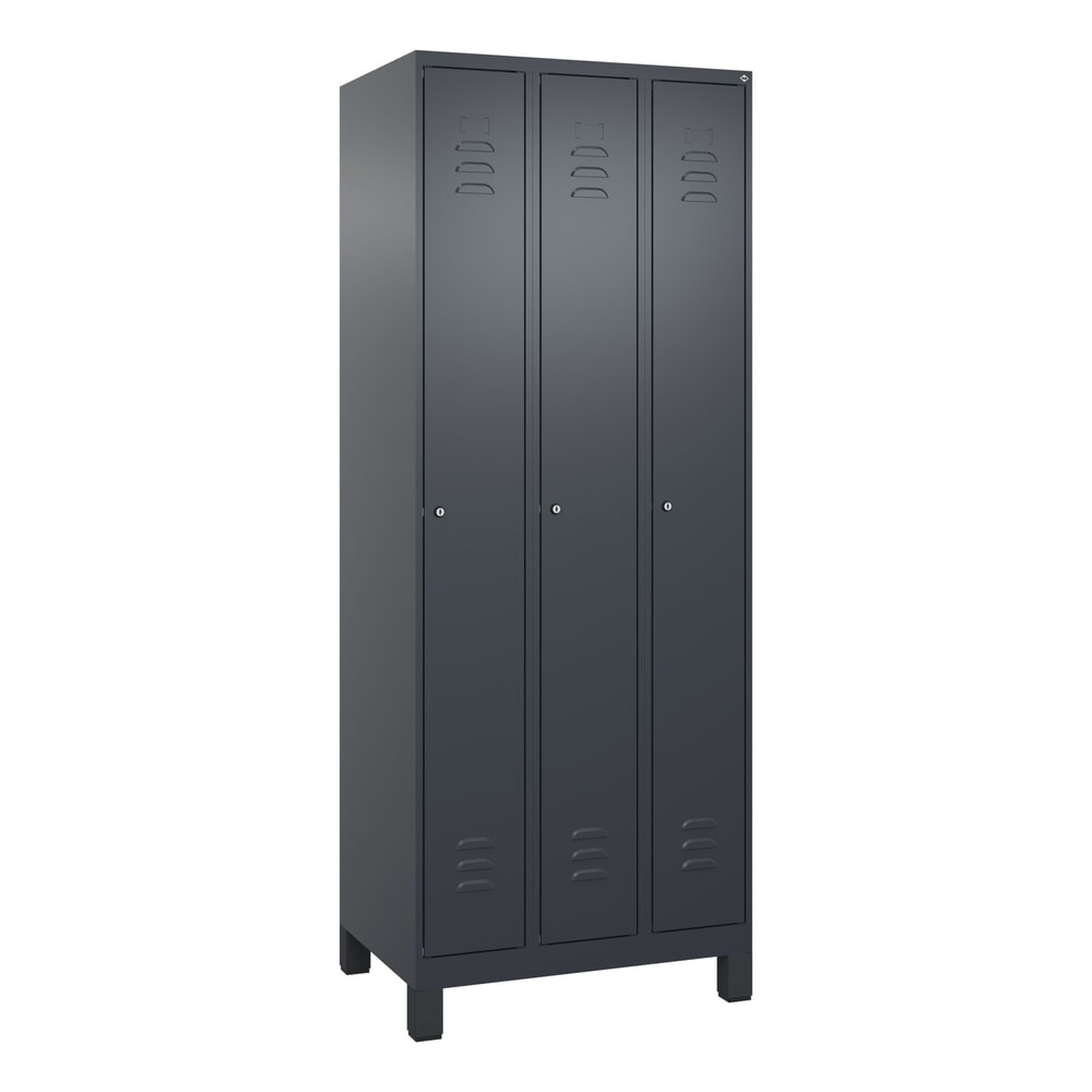 Produktabbildung Nr. 9: C+P Spind Classic PLUS, Füsse, 3 Abteile, HxBxT 1.950 x 750 x 500 mm, anthrazitgrau, anthrazitgrau, Zylinderschloss, ohne Mitteltrennwand