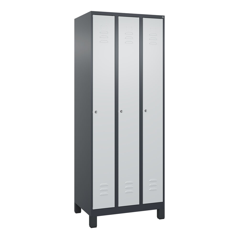 Produktabbildung Nr. 9: C+P Spind Classic PLUS, Füsse, 3 Abteile, HxBxT 1.950 x 750 x 500 mm, anthrazitgrau, lichtgrau, Zylinderschloss, ohne Mitteltrennwand