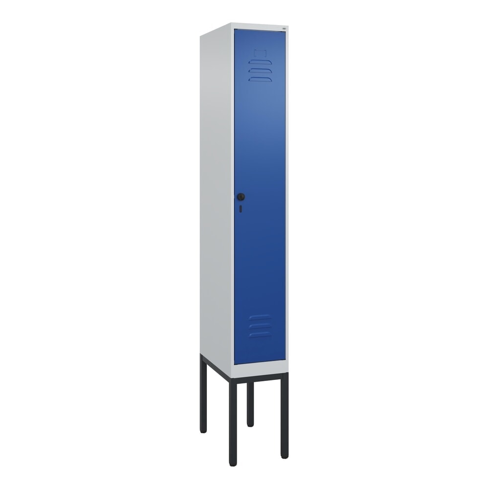 Produktabbildung Nr. 9: C+P Spind Classic PLUS, Gestell, 1 Abteil, HxBxT 2.120 x 300 x 500 mm, lichtgrau, enzianblau, für Vorhängeschloss, mit Mitteltrennwand