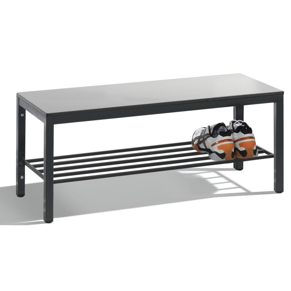 Produktabbildung: C+P Umkleidesitzbank Basic Plus, Länge 1.000 mm, inkl. Schuhrost, schwarzgrau/silbergrau