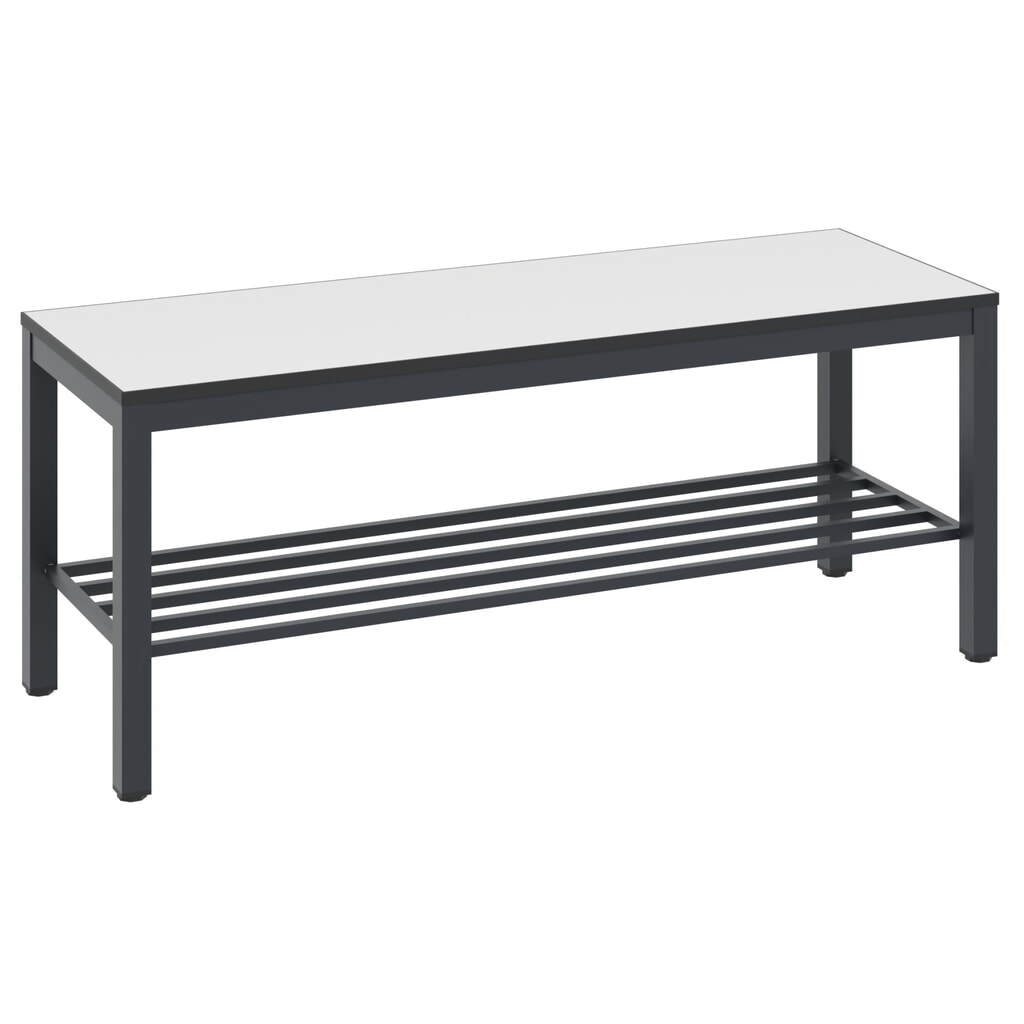 C+P Umkleidebank Basic Plus, Länge 1.000 mm, inkl. Schuhrost, schwarzgrau/weiss Produktabbildung: C+P Umkleidebank Basic Plus, Länge 1.000 mm, inkl. Schuhrost, schwarzgrau/weiss