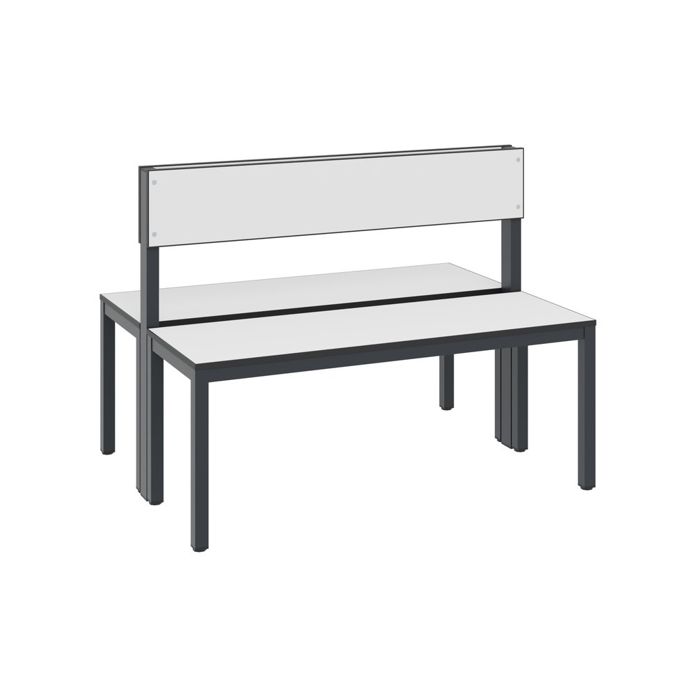Produktabbildung: C+P Umkleidesitzbank Basic Plus, Länge 1.000 mm, doppelseitig, mit Rückenlehne, schwarzgrau/weiss