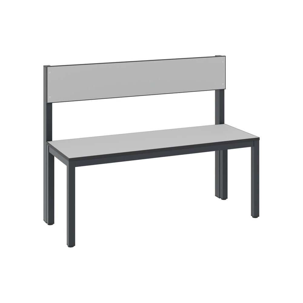 Produktabbildung: C+P Umkleidesitzbank Basic Plus, Länge 1.000 mm, einseitig, mit Rückenlehne, schwarzgrau/silbergrau