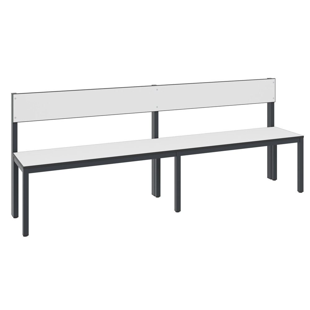 Produktabbildung Nr. 1: C+P Umkleidesitzbank Basic Plus, Länge 1.960 mm, einseitig, mit Rückenlehne, schwarzgrau/weiss