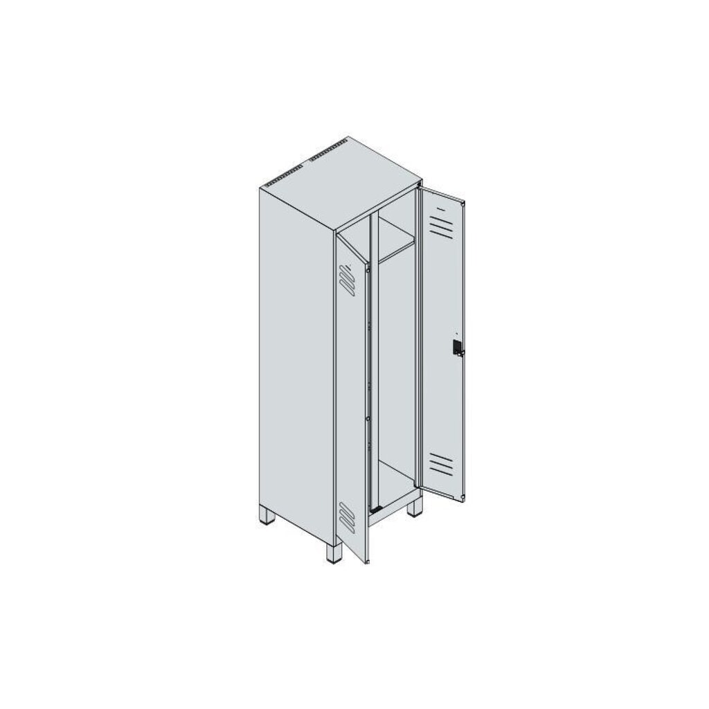 Produktabbildung Nr. 9: C+P Mehrzweck-Putzmittelschrank Classic PLUS, Füsse, 2 Abteile, HxBxT 1.950 x 600 x 500 mm, lichtgrau, rubinrot, für Vorhängeschloss