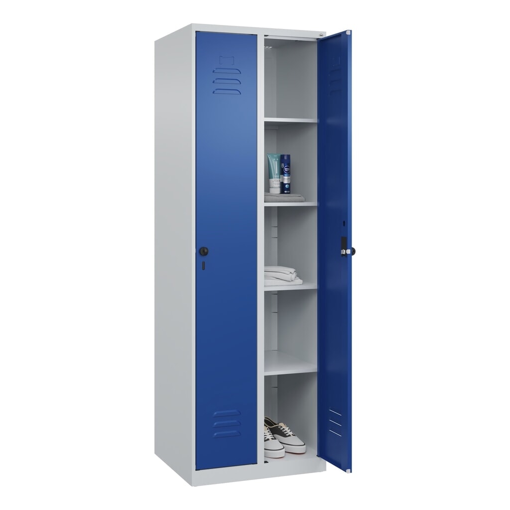 Produktabbildung Nr. 10: C+P Wäsche-Spind Classic PLUS, 2 Abteile, HxBxT 1.850 x 600 x 500 mm, lichtgrau, enzianblau, für Vorhängeschloss, ohne Mitteltrennwand