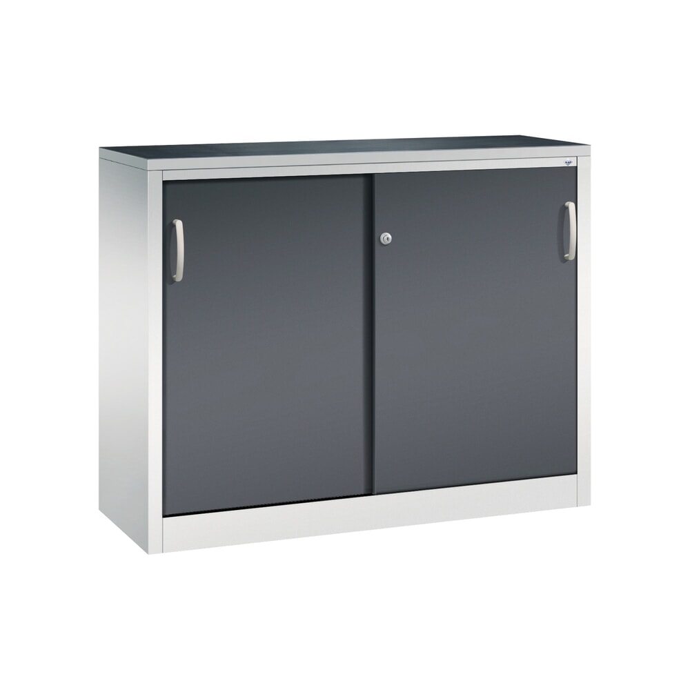 Produktabbildung: C+P Werkstatt-Beistellschrank mit 1 Fachboden, HxBxT 1.000 x 1.200 x 400 mm, lichtgrau, schwarzgrau