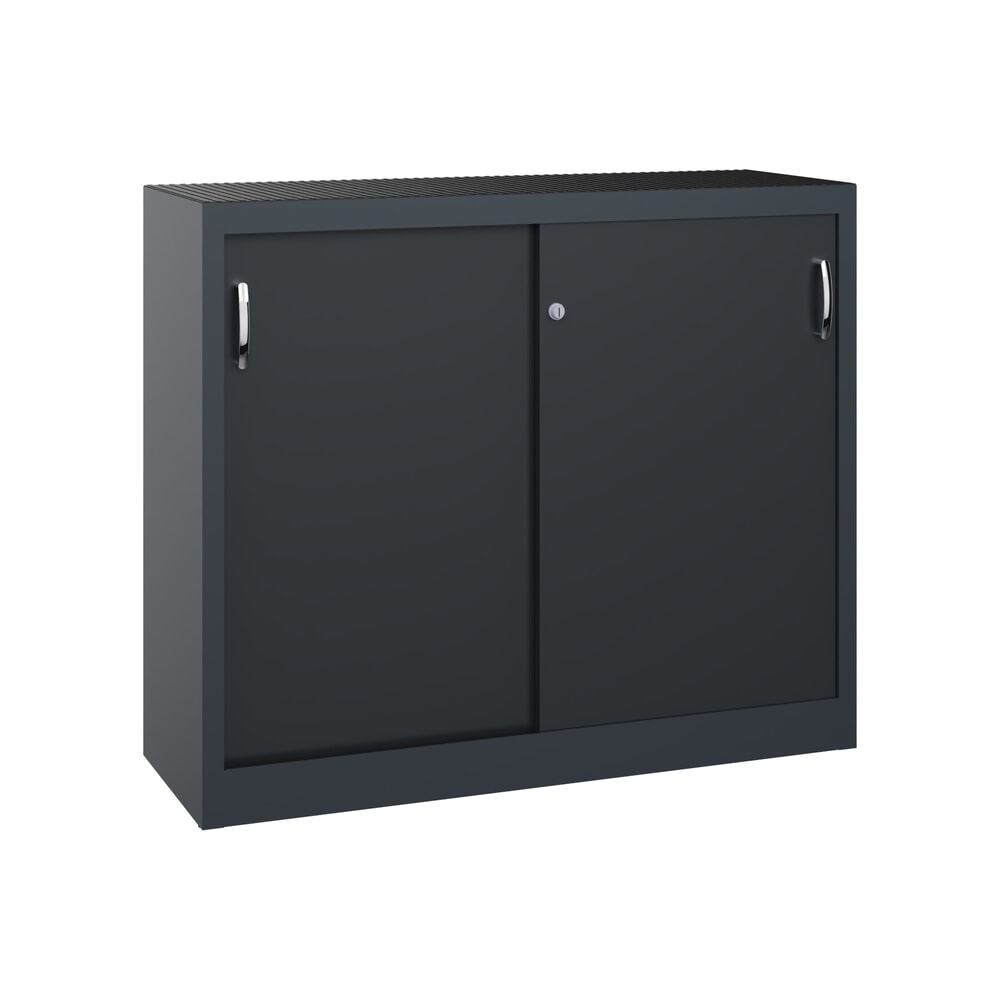 Produktabbildung: C+P Werkstatt-Beistellschrank mit 1 Fachboden, HxBxT 1.000 x 1.200 x 400 mm, anthrazitgrau, schwarzgrau