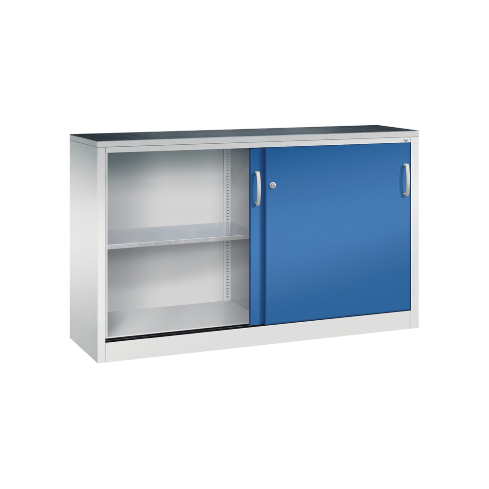 Produktabbildung Nr. 4: C+P Werkstatt-Beistellschrank mit 2 Fachböden, HxBxT 1.000 x 1.600 x 400 mm, Trennwand, lichtgrau, enzianblau