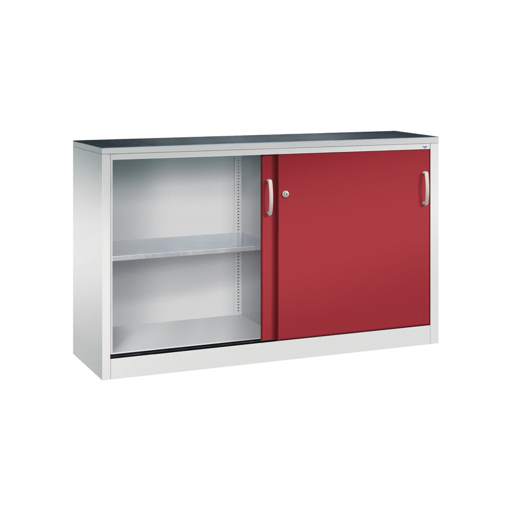 Produktabbildung Nr. 4: C+P Werkstatt-Beistellschrank mit 2 Fachböden, HxBxT 1.000 x 1.600 x 400 mm, Trennwand, lichtgrau, rubinrot