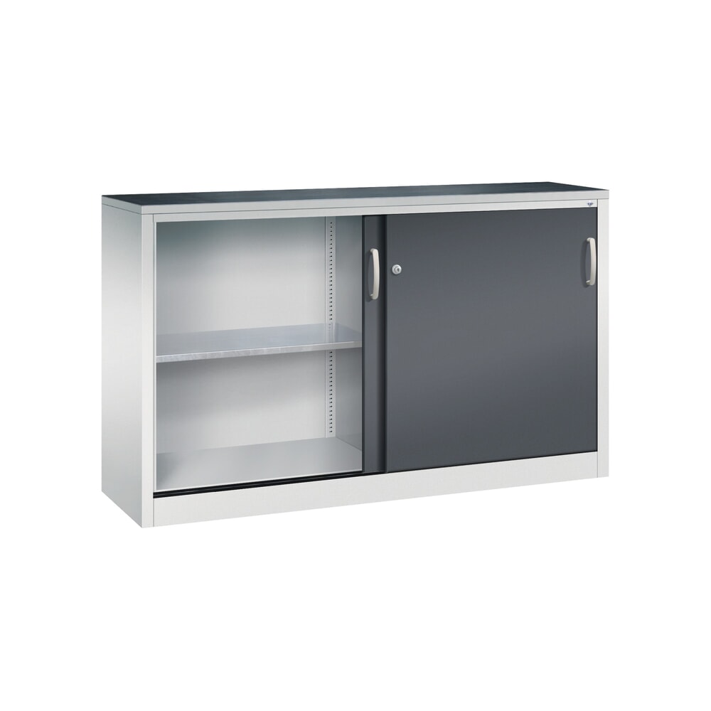 Produktabbildung Nr. 4: C+P Werkstatt-Beistellschrank mit 2 Fachböden, HxBxT 1.000 x 1.600 x 400 mm, Trennwand, lichtgrau, schwarzgrau
