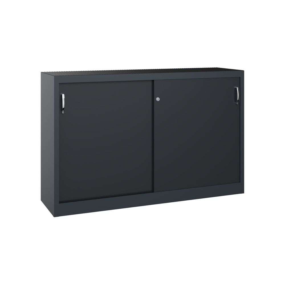 Produktabbildung: C+P Werkstatt-Beistellschrank mit 2 Fachböden, HxBxT 1.000 x 1.600 x 400 mm, Trennwand, anthrazitgrau, schwarzgrau