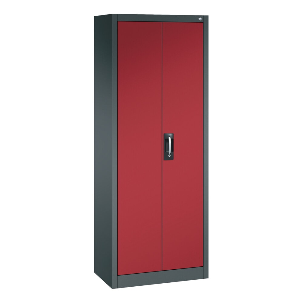 Produktabbildung: C+P Werkstatt-Flügeltürschrank mit 4 Fachböden, HxBxT 1.950 x 800 x 400 mm, anthrazitgrau, rubinrot