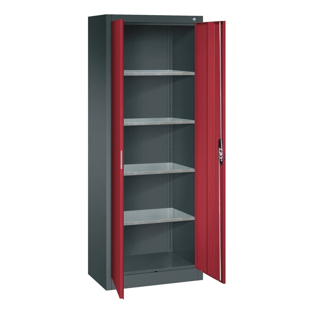 Produktabbildung Nr. 3: C+P Werkstatt-Flügeltürschrank mit 4 Fachböden, HxBxT 1.950 x 800 x 400 mm, anthrazitgrau, rubinrot