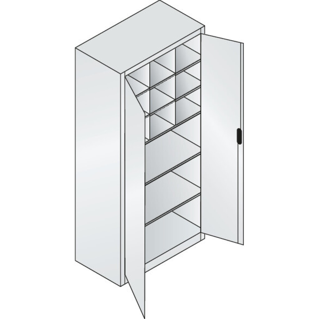 C+P Werkstatt-Flügeltürschrank mit Mittelwand + 8 Fachböden, HxBxT 1.950 x 930 x 500 mm, lichtgrau, enzianblau Produktabbildung Nr. 4: C+P Werkstatt-Flügeltürschrank mit Mittelwand + 8 Fachböden, HxBxT 1.950 x 930 x 500 mm, lichtgrau, enzianblau