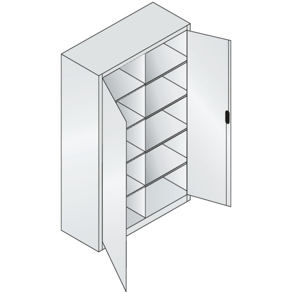 Produktabbildung Nr. 5: C+P Werkstatt-Flügeltürschrank mit Mittelwand + 8 Fachböden, HxBxT 1.950 x 1.200 x 500 mm, lichtgrau, enzianblau