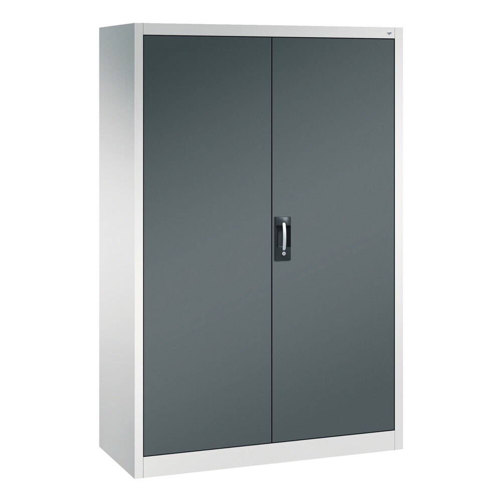 Produktabbildung: C+P Werkstatt-Flügeltürschrank mit Mittelwand + 8 Fachböden, HxBxT 1.950 x 1.200 x 500 mm, lichtgrau, anthrazitgrau