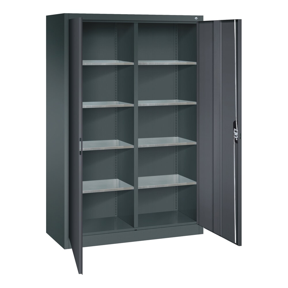 Produktabbildung Nr. 4: C+P Werkstatt-Flügeltürschrank mit Mittelwand + 8 Fachböden, HxBxT 1.950 x 1.200 x 500 mm, anthrazitgrau, schwarzgrau