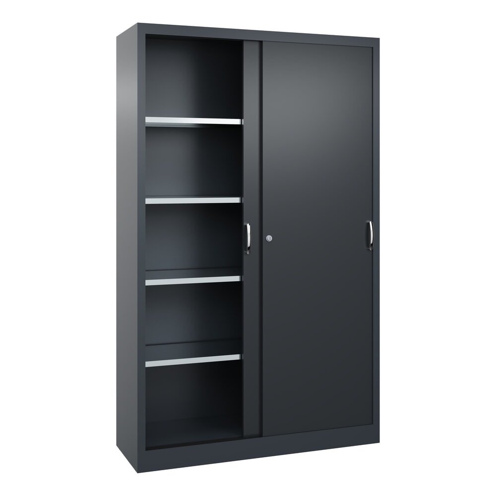 Produktabbildung Nr. 3: C+P Werkstatt-Schiebetürenschrank mit 4 Fachböden, HxBxT 1.950 x 1.200 x 400 mm, anthrazitgrau, schwarzgrau