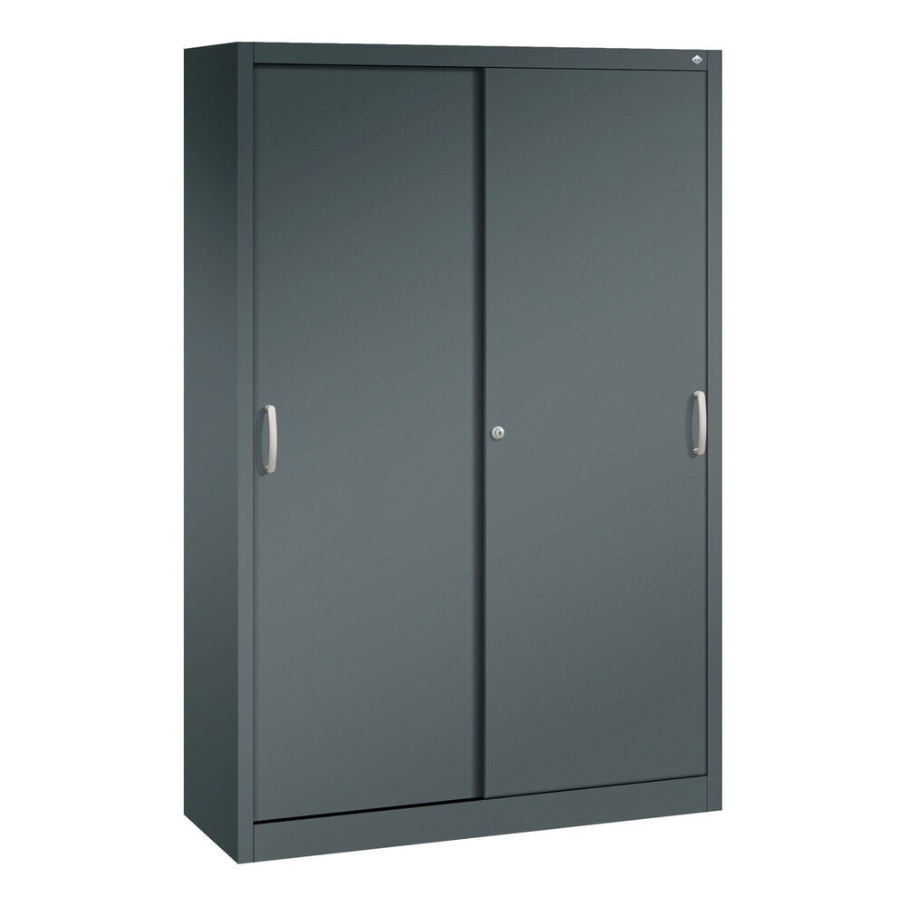 Produktabbildung: C+P Werkstatt-Schiebetürenschrank mit 4 Fachböden, HxBxT 1.950 x 1.200 x 400 mm, anthrazitgrau, anthrazitgrau