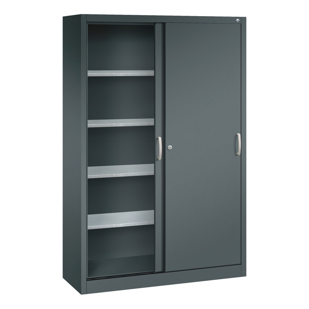 Produktabbildung Nr. 3: C+P Werkstatt-Schiebetürenschrank mit 4 Fachböden, HxBxT 1.950 x 1.200 x 400 mm, anthrazitgrau, anthrazitgrau