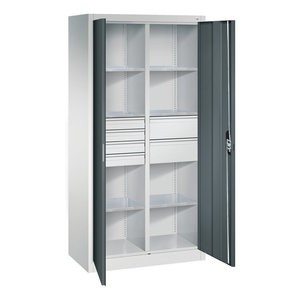 C+P Werkzeugschrank, Schubladen 4x86 + 4x174 mm, 6 Böden, Breite 930 mm, lichtgrau, lichtblau Produktabbildung Nr. 7: C+P Werkzeugschrank, Schubladen 4x86 + 4x174 mm, 6 Böden, Breite 930 mm, lichtgrau, lichtblau