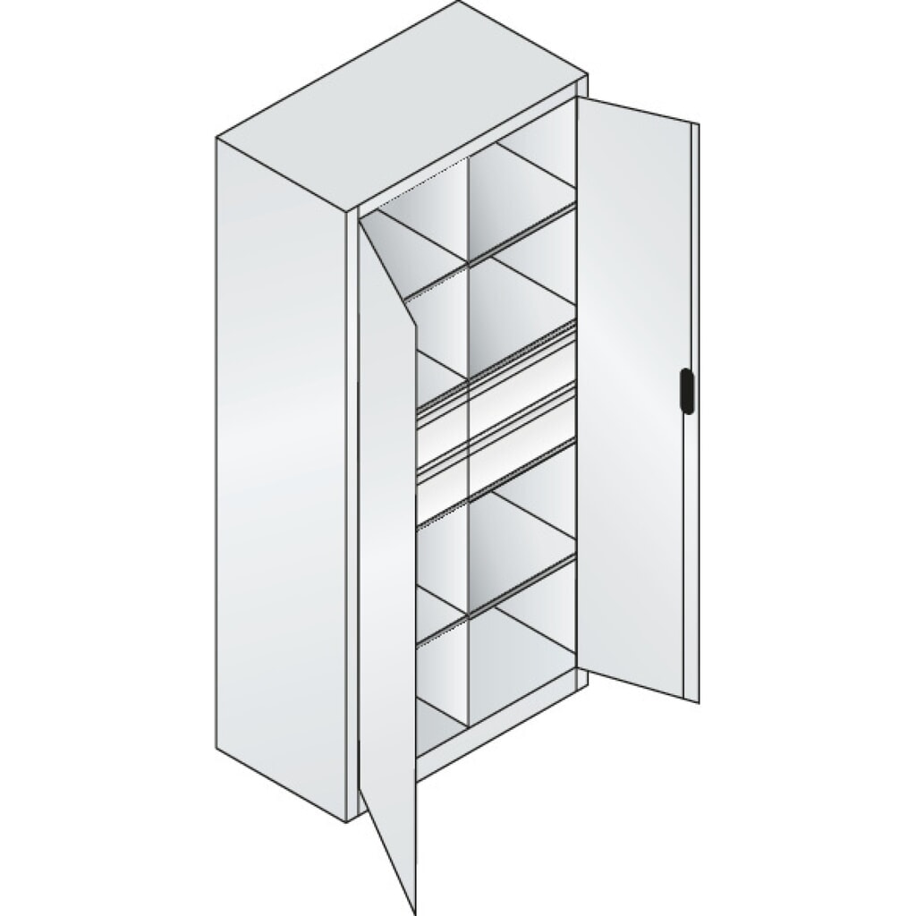 C+P Werkzeugschrank, Schubladen 4x174 mm, 6 Böden, Breite 930 mm, lichtgrau, schwarzgrau Produktabbildung Nr. 8: C+P Werkzeugschrank, Schubladen 4x174 mm, 6 Böden, Breite 930 mm, lichtgrau, schwarzgrau