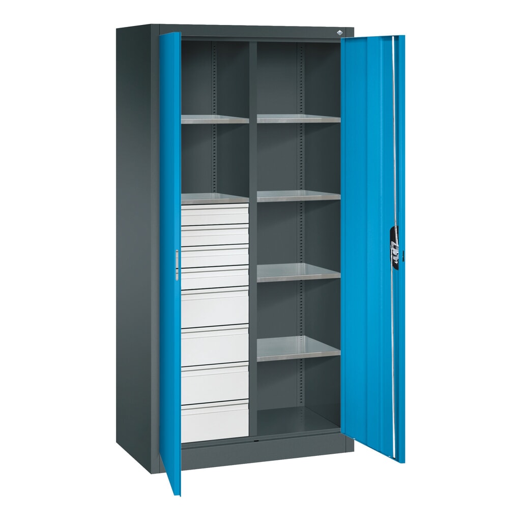 C+P Werkzeugschrank, Schubladen 4x86 + 4x174 mm, 6 Böden, Breite 930 mm, anthrazitgrau, lichtblau Produktabbildung Nr. 9: C+P Werkzeugschrank, Schubladen 4x86 + 4x174 mm, 6 Böden, Breite 930 mm, anthrazitgrau, lichtblau