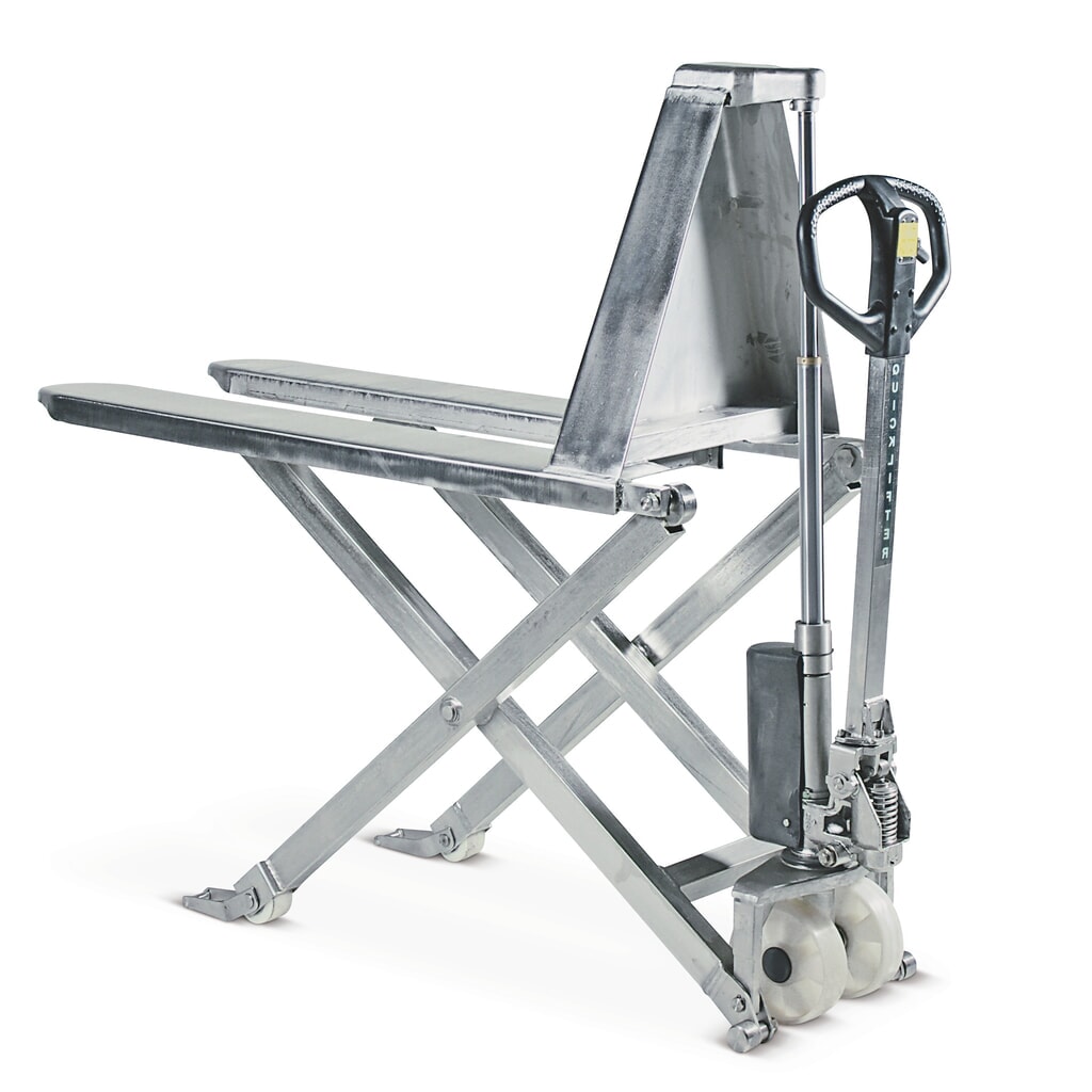 Produktabbildung: Edelstahl-Scherenhubwagen, Tragfähigkeit 1.000 kg, Gabellänge 1.150 mm
