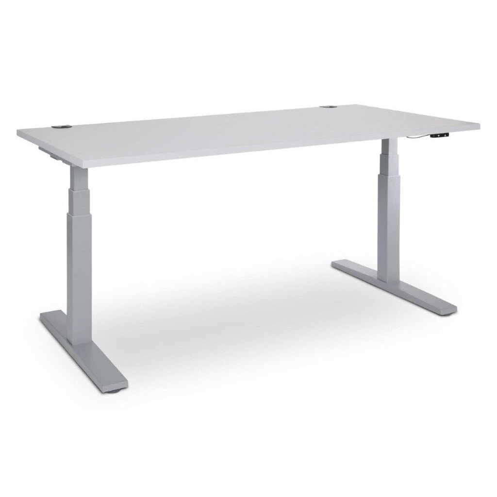 CEHA elektrisch höhenverstellbarer Schreibtisch, kratzfeste Oberfläche, HxBxT 610-1.250 x 1.600 x 800 mm, grau/weiss Produktabbildung Nr. 1: CEHA elektrisch höhenverstellbarer Schreibtisch, kratzfeste Oberfläche, HxBxT 610-1.250 x 1.600 x 800 mm, grau/weiss