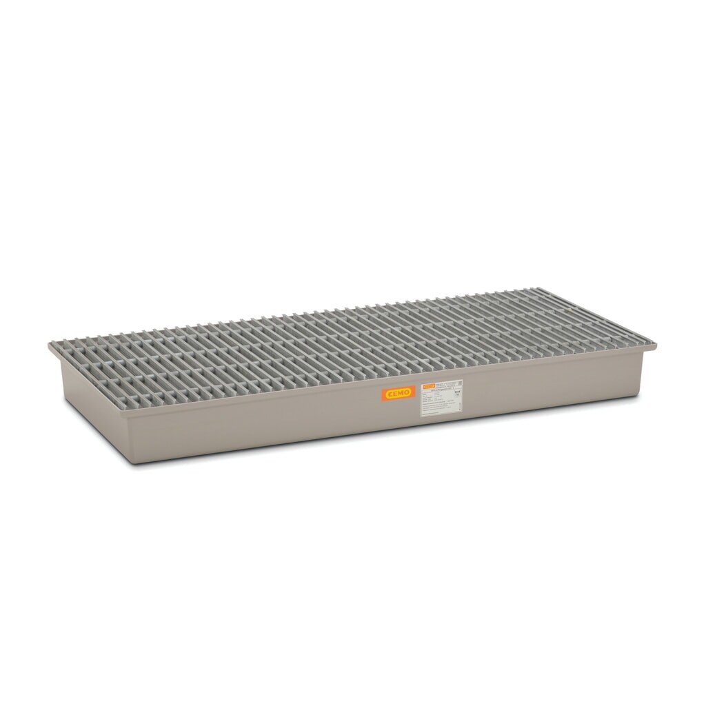 Produktabbildung: CEMO Auffangwanne aus GFK, HxBxT 200 x 850 x 1.880 mm, Gitterrost aus GFK