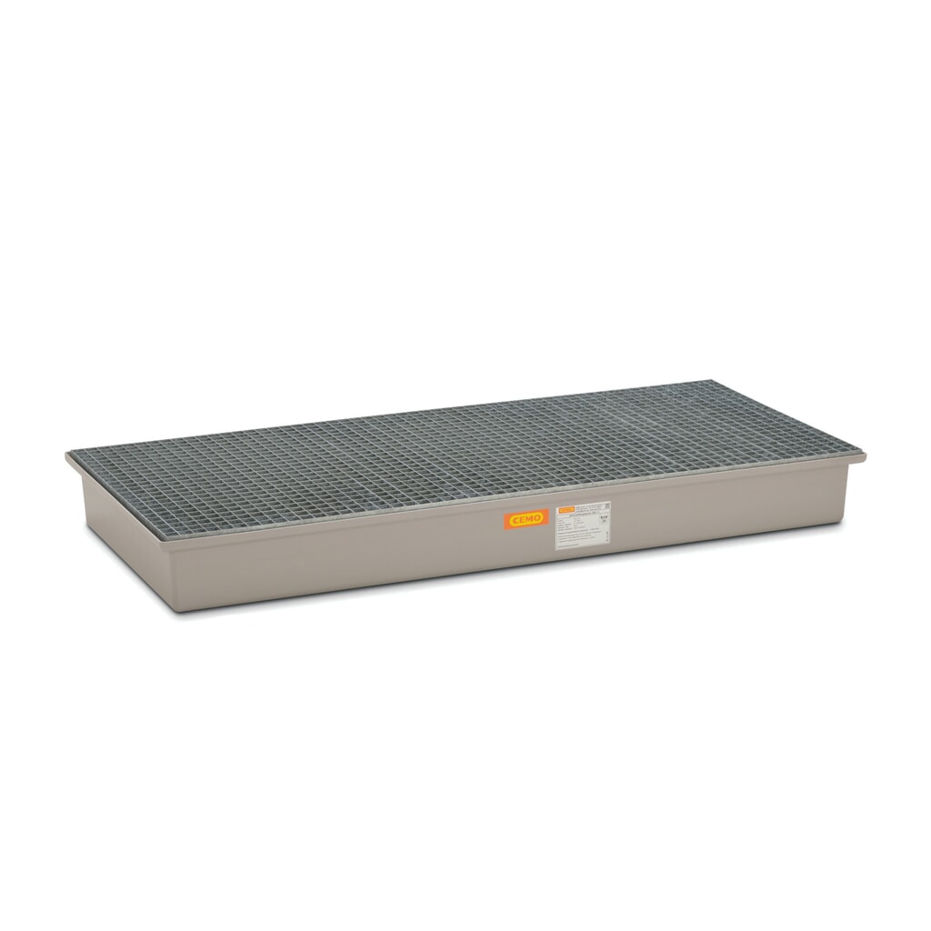 CEMO Auffangwanne aus GFK, HxBxT 200 x 850 x 1.880 mm, Gitterrost aus Stahl Produktabbildung: CEMO Auffangwanne aus GFK, HxBxT 200 x 850 x 1.880 mm, Gitterrost aus Stahl