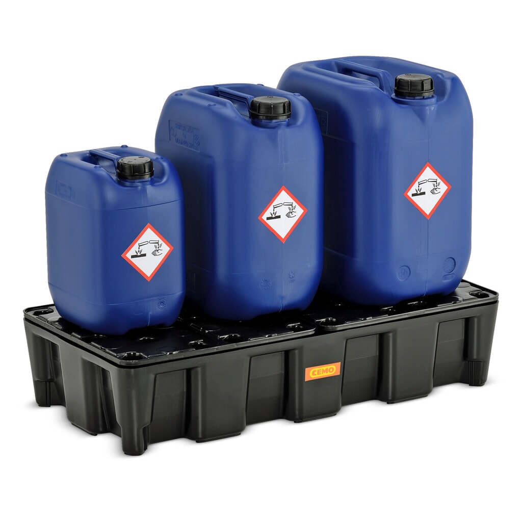 CEMO Kleingebinde-/Laborwanne aus PE, Auffangvolumen 35 l, mit PE-Rost Produktabbildung Nr. 3: CEMO Kleingebinde-/Laborwanne aus PE, Auffangvolumen 35 l, mit PE-Rost