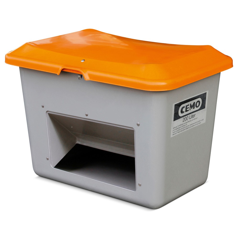 Produktabbildung Nr. 1: CEMO Streugutbehälter  mit Entnahmeöffnung, grau/orange, 200 Liter